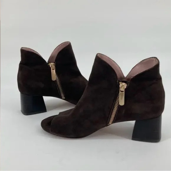 Taryn Rose Brown Suede Leather Open Toes Fleet Ankle Booties, Size 9.5 - Picture 8 of 16